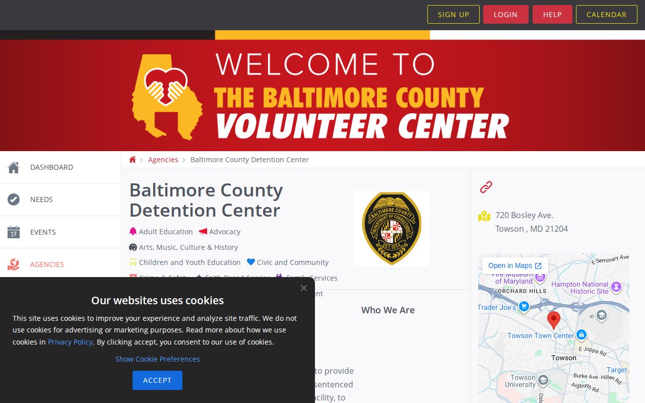 Official Baltimore County Detention Center volunteer and facility profile