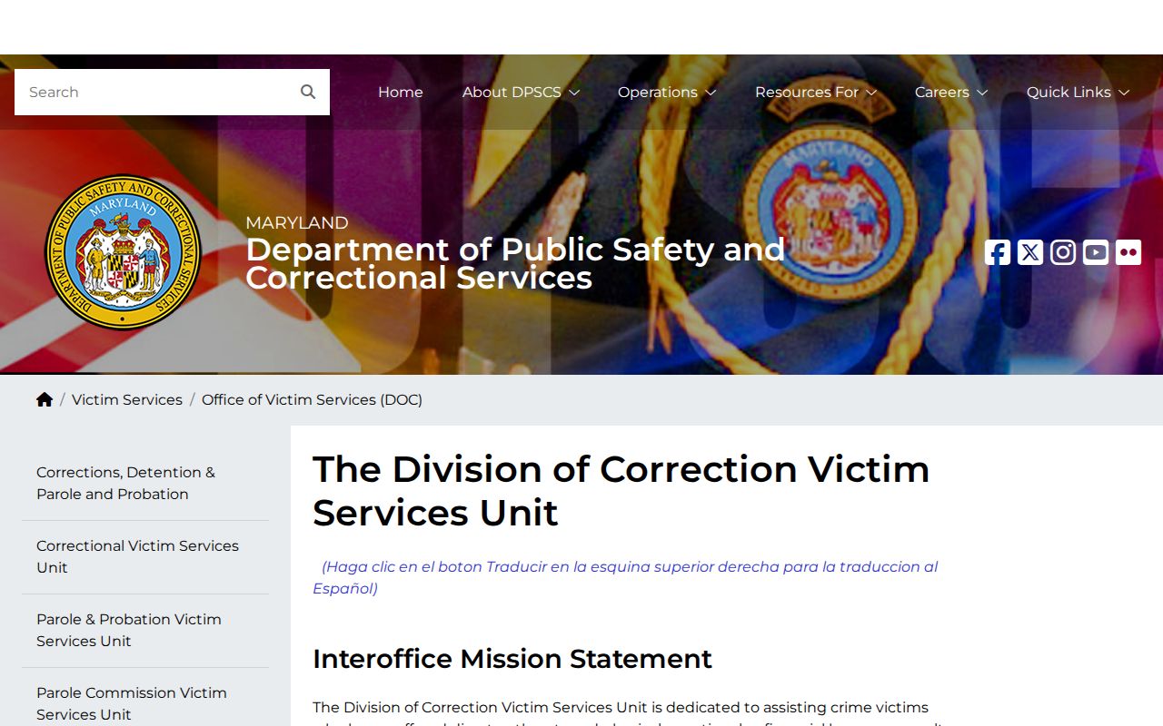 Maryland DPSCS victim services guidance for Baltimore County VINE release notifications